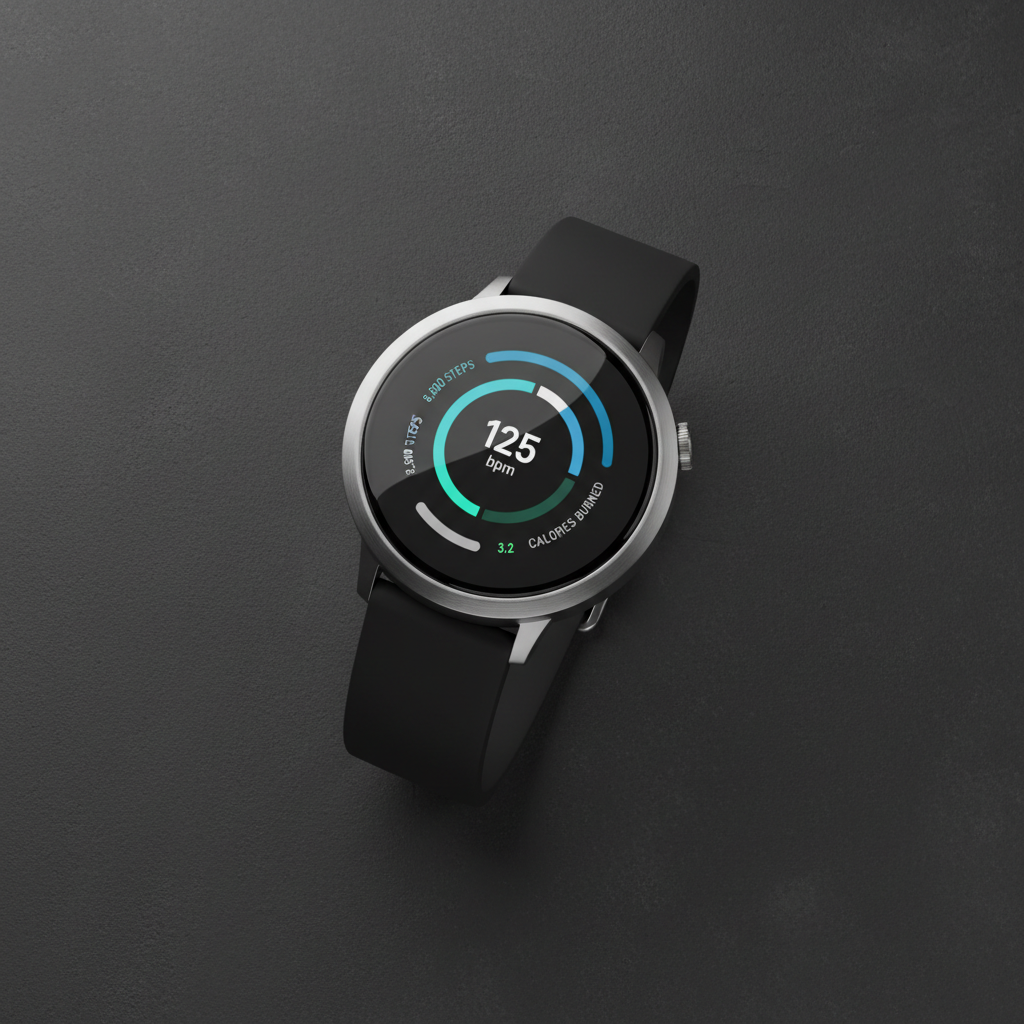 Kronos Pro smartwatch flat lay métricas pantalla redonda