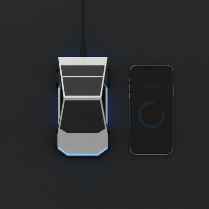 CyberCharge flat lay forma Cybertruck