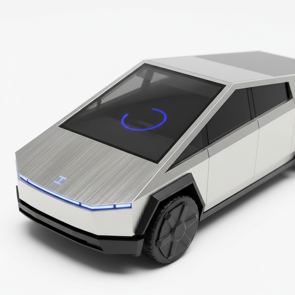 CyberCharge detalle forma Cybertruck acero