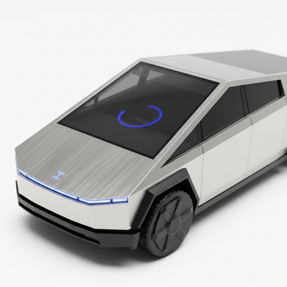 CyberCharge detalle forma Cybertruck acero